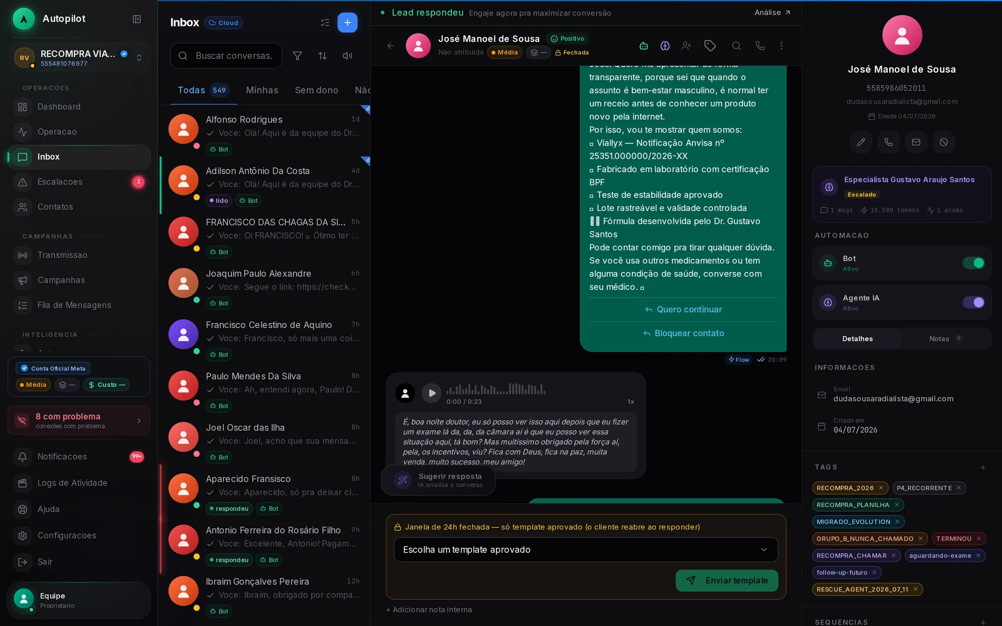 Autopilot — Atender: Inbox multiatendente + IA com guarda-corpos